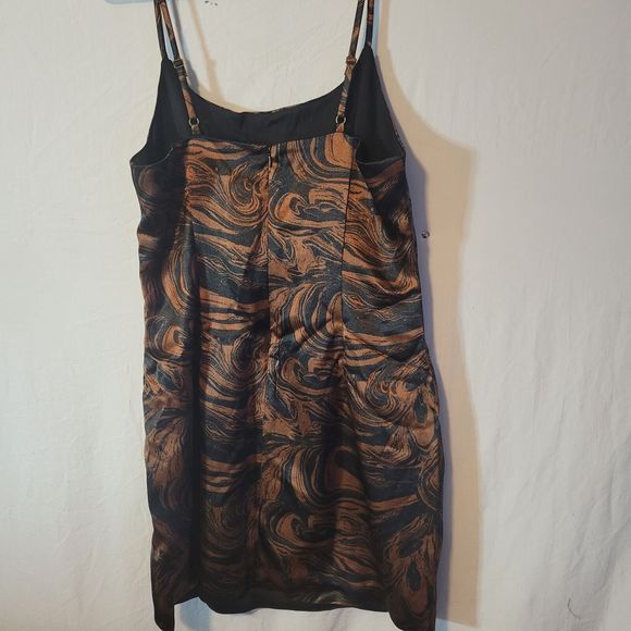 Wild Fable Womens Size M Black & Brown Swirl Notch Slip Dress Lined New - Picture 2 of 8